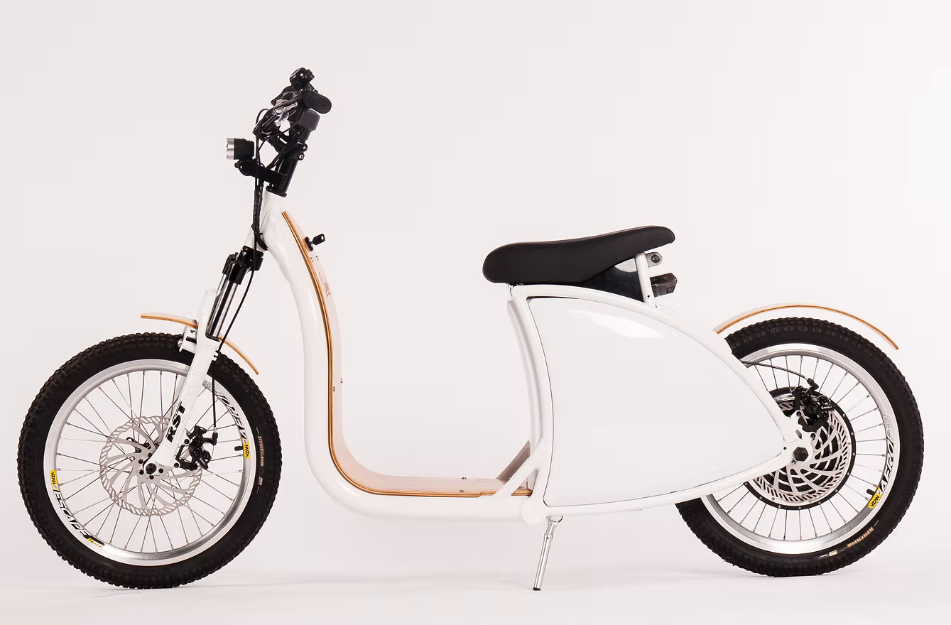 Complete side profile of the white GoSurfer light electric mobility prototype